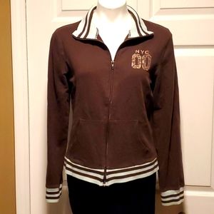 Old Navy Perfect Fit Stretch Women's Zip-Down Dark Brown Pullover Sweater - L